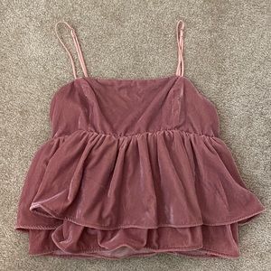 NWT Urban Outfitters Velvet Peplum Top